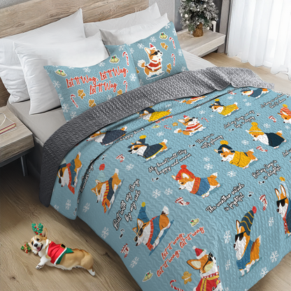 Shineful All Season Quilt 3-teiliges Set Let It Wag Corgi Love 