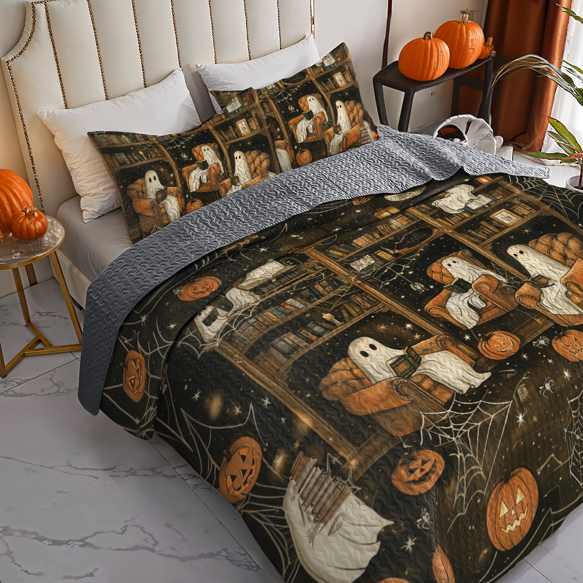 Shineful All Season Quilt 3-Piece Set Halloween Book Club