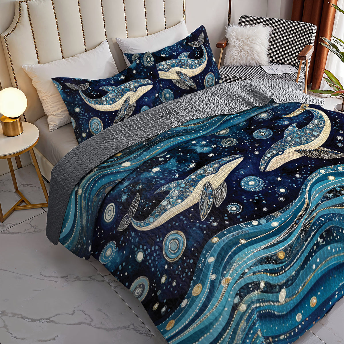 Shineful All Season Quilt 3-teiliges Set Whale Dreams