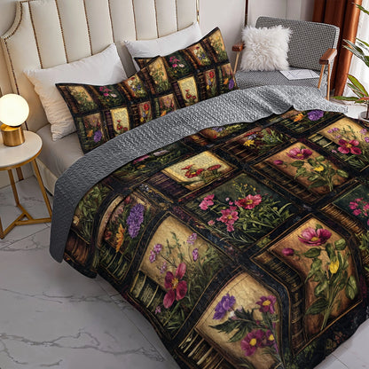 Shineful All Season Quilt 3-Piece Set - Floral Book