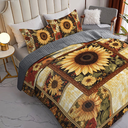 Shineful All Season Quilt 3-teiliges Set - Sonnenblumenernte 