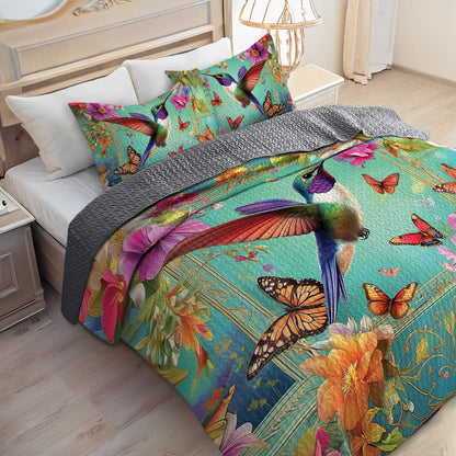 Shineful All Season Quilt 3-Piece Set - Enchanted Hummingbird