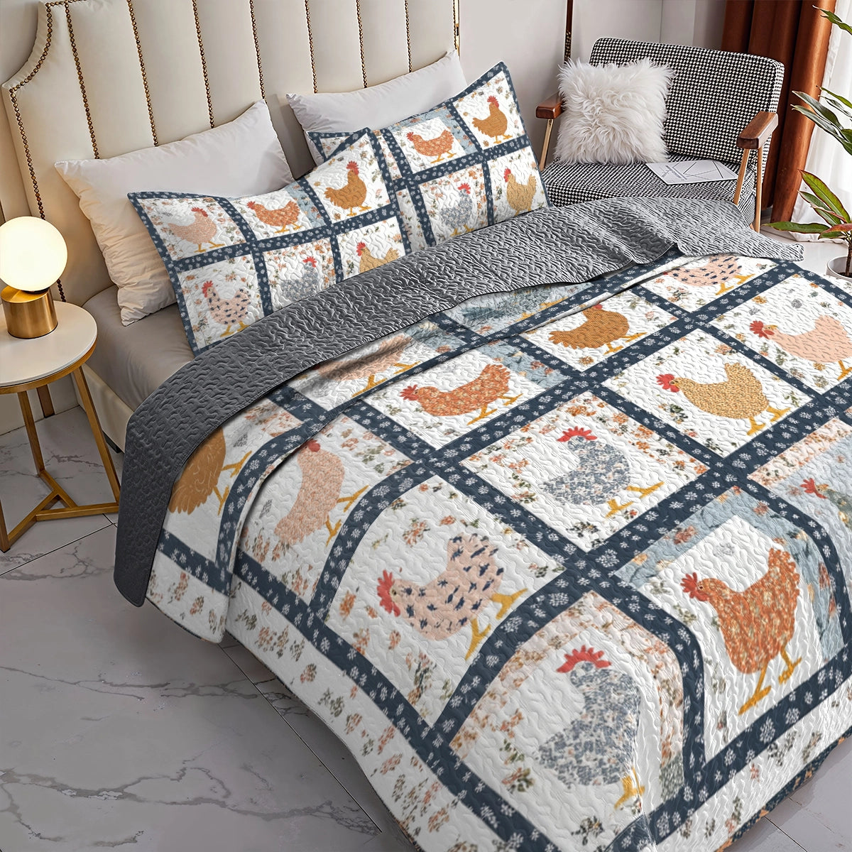 Shineful All Season Quilt 3-Piece Set - Charming Chicken