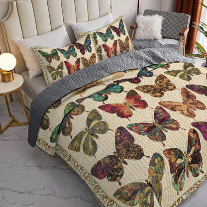 Shineful All Season Quilt 3-Piece Set - Butterfly Garden