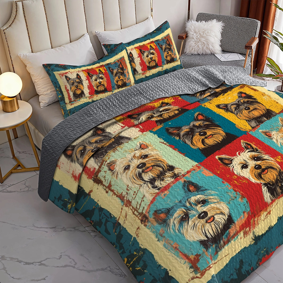 Shineful All Season Quilt 3-Piece Set - Yorkie Dreams