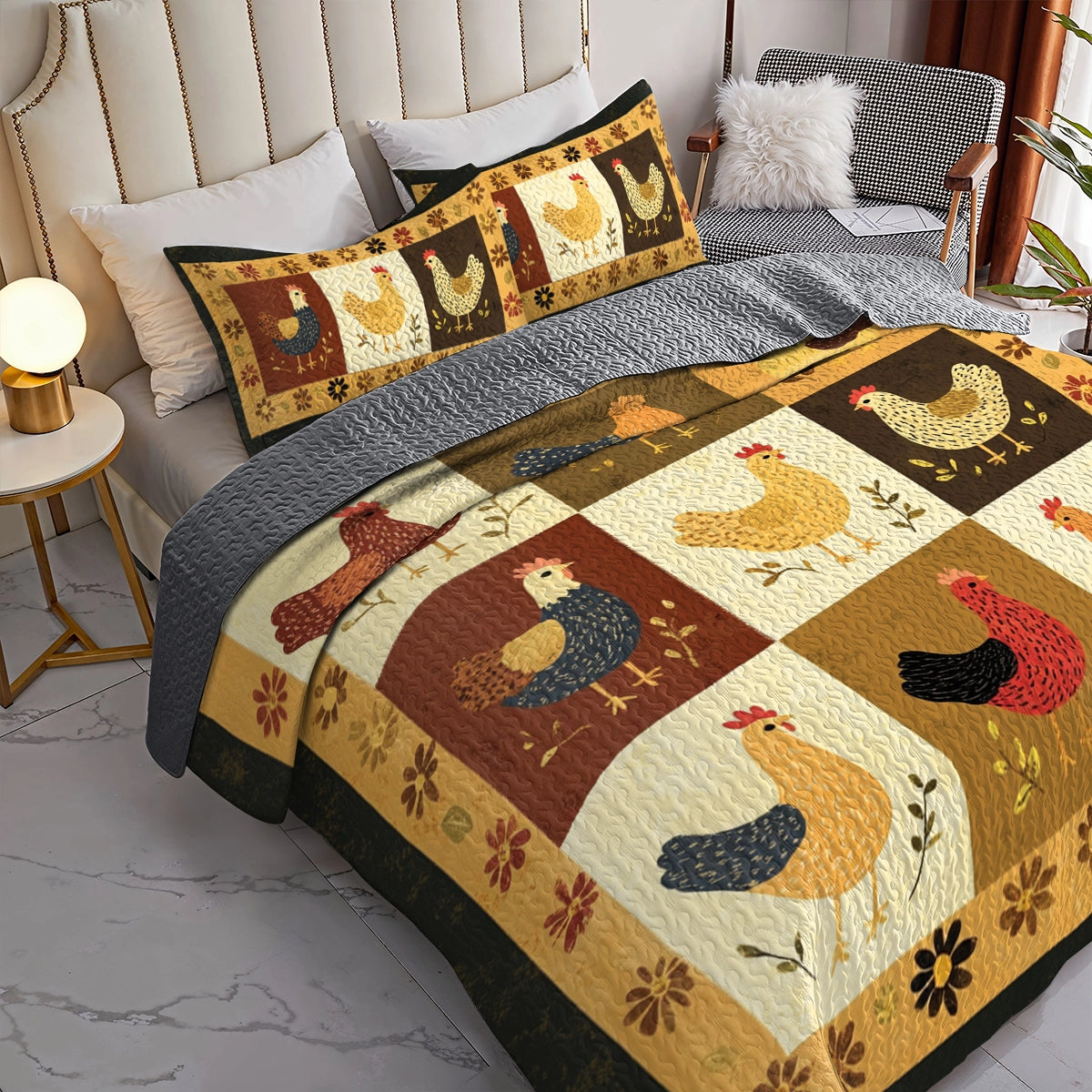 Shineful All Season Quilt 3-Piece Set - Country Chicken