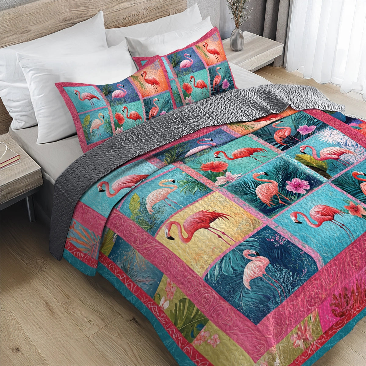 Shineful All Season Quilt 3-teiliges Set - Flamingo Paradise 