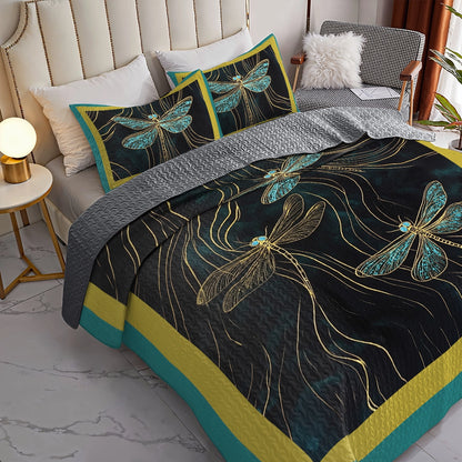 Shineful All Season Quilt 3-Piece Set - Mystic Dragonfly