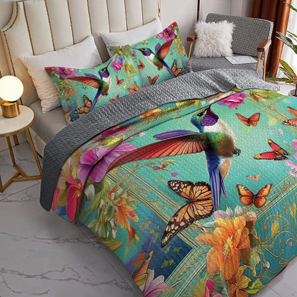 Shineful All Season Quilt 3-Piece Set - Enchanted Hummingbird