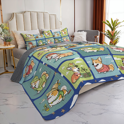 Shineful All Season Quilt 3-teiliges Set Corgi Sunshine Days