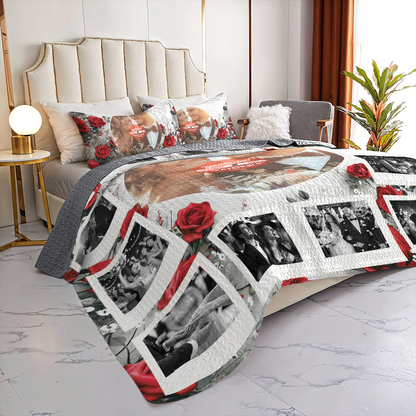 Shineful Personalized All Season Quilt 3-Piece Set Our First Dance Rose Polaroid