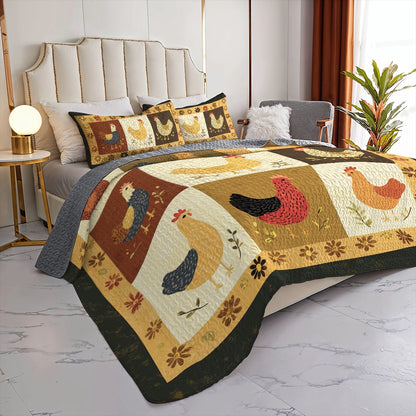 Shineful All Season Quilt 3-Piece Set - Country Chicken