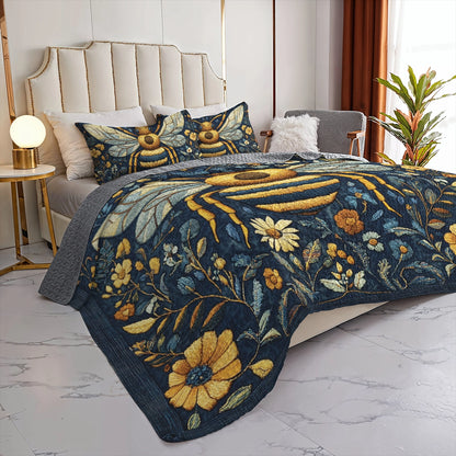 Shineful All Season Quilt 3-Piece Set - Midnight Bee Garden