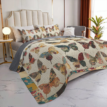 Shineful All Season Quilt 3-Piece Set - Vintage Butterflies