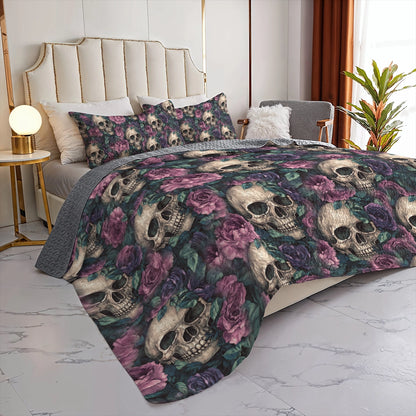 Shineful All Season Quilt 3-Piece Set - Gothic Garden Skull