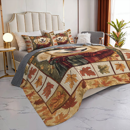 Shineful All Season Quilt 3-Piece Set Golden Autumn Paws