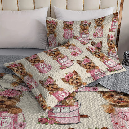 Shineful All Season Quilt 3-teiliges Set - Yorkie Delight