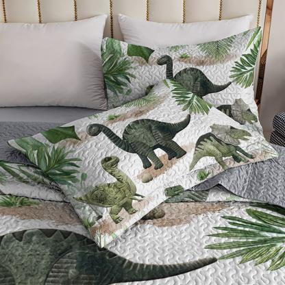 Shineful All Season Quilt 3-Piece Set Dino Jurassic Forest