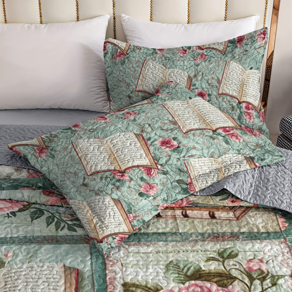 Shineful All Season Quilt 3-Piece Set Romantic Literary Blooms