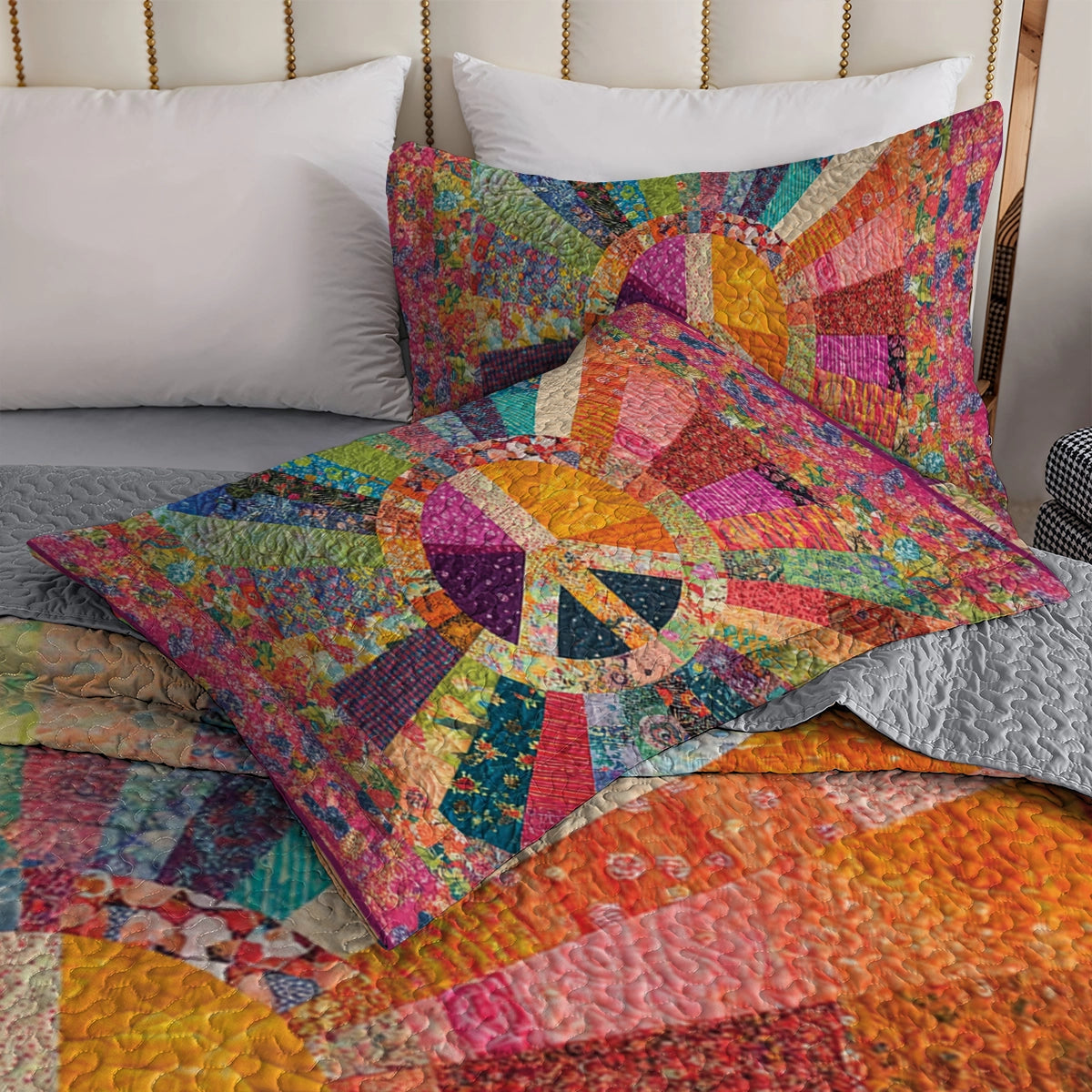 Shineful All Season Quilt 3-Piece Set Hippie Radiant Peace