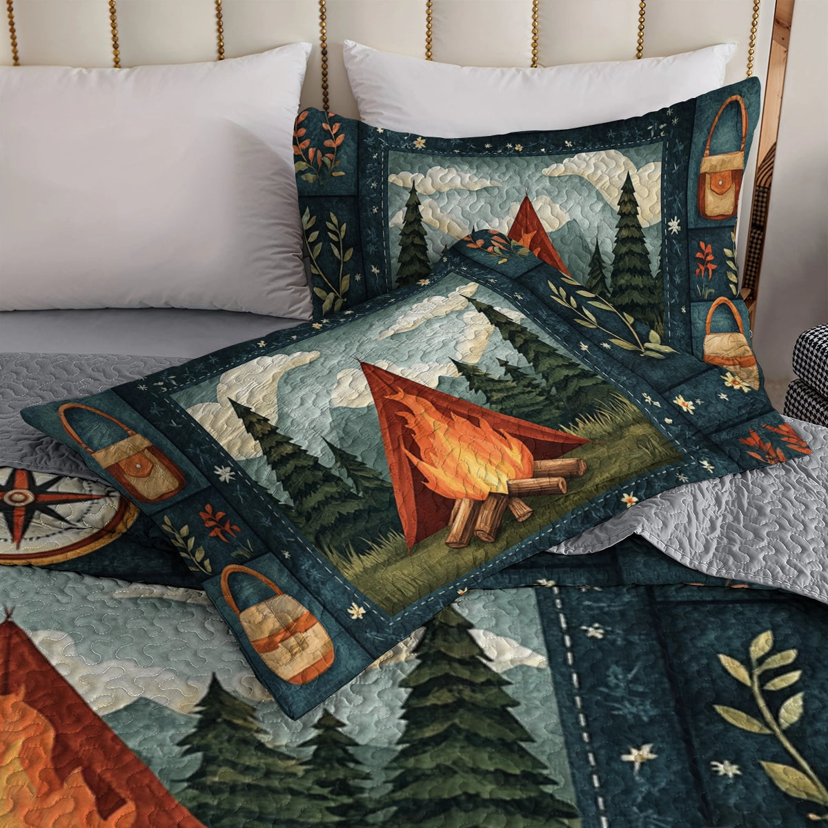 Shineful All Season Quilt 3-Piece Set Camping Wilderness Nights