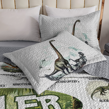 Shineful Personalized All Season Quilt 3-Piece Set Dino Alphabet