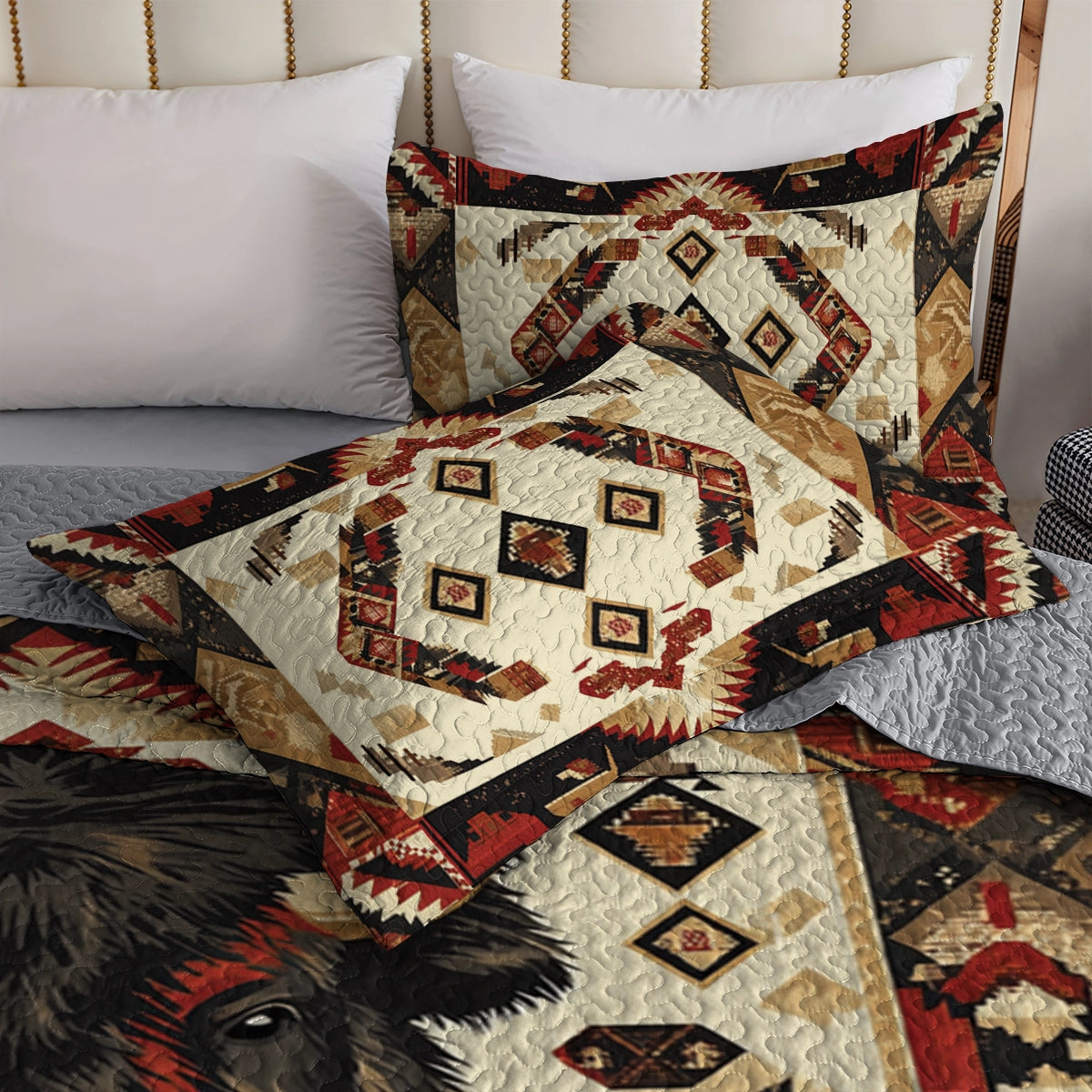 Shineful All Season Quilt 3-Piece Set Native American Buffalo Spirit