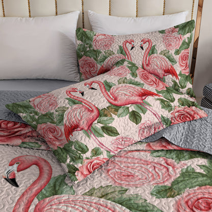 Shineful All Season Quilt 3-Piece Set Flamingo Rose