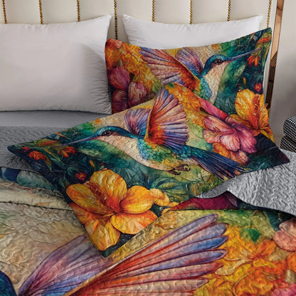 Shineful All Season Quilt 3-Piece Set Hummingbird Paradise