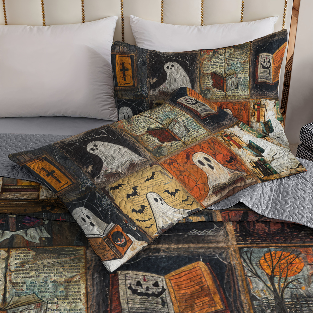 Shineful All Season Quilt 3-Piece Set Ghostly Bookworm