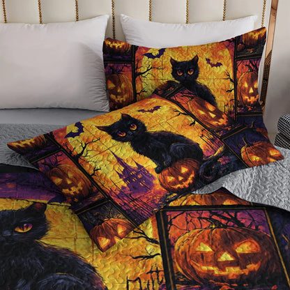 Shineful All Season Quilt 3-Piece Set - Spooky Cat Haven