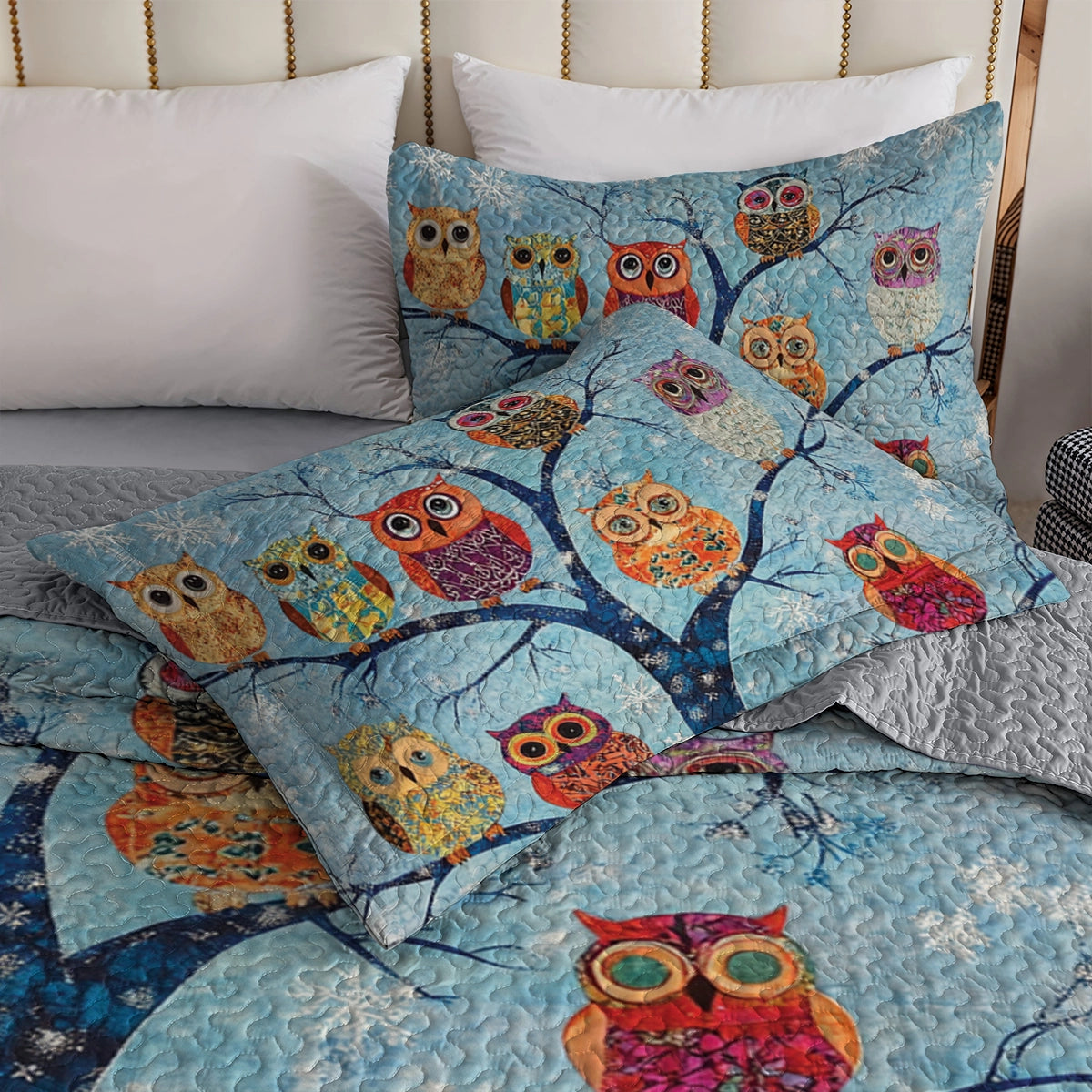 Shineful All Season Quilt 3-teiliges Set - Winter Owl Tree 