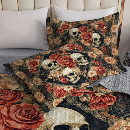 Shineful All Season Quilt 3-Piece Set Skull Dark Romance