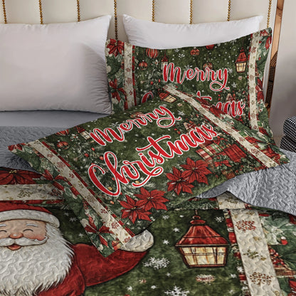 Shineful All Season Quilt 3-Piece Set Christmas Santa's Festive Cheer