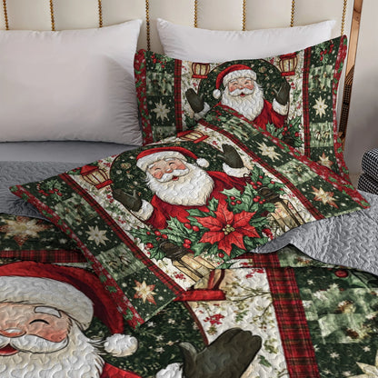 Shineful All Season Quilt 3-Piece Set Christmas Santa’s Holiday Cheer