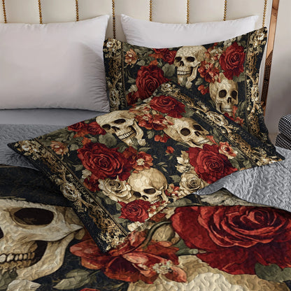 Shineful All Season Quilt 3-Piece Set Skull Crimson Shadows