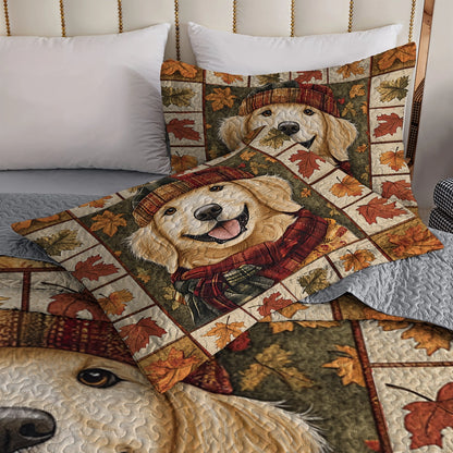 Shineful All Season Quilt 3-Piece Set Golden Autumn Paws