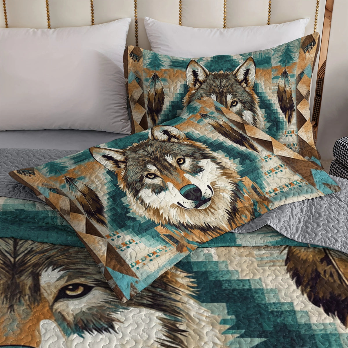 Shineful All Season Quilt 3-Piece Set Native American Wild Spirit