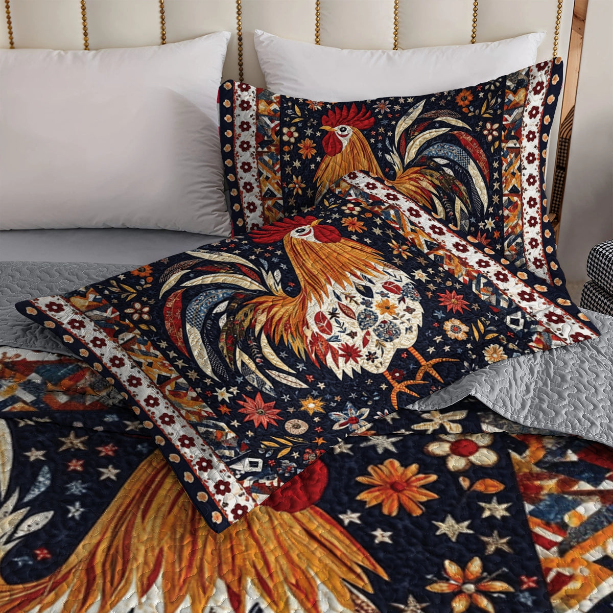 Shineful All Season Quilt 3-Piece Set Rooster's Morning Song