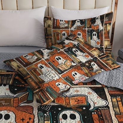 Shineful All Season Quilt 3-Piece Set Spooky Ghost Readers