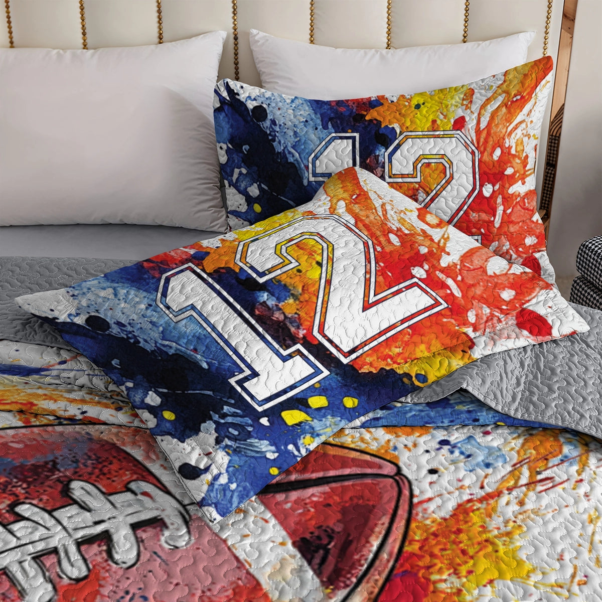 Shineful All Season Quilt 3-Piece Set Football Touchdown Dream