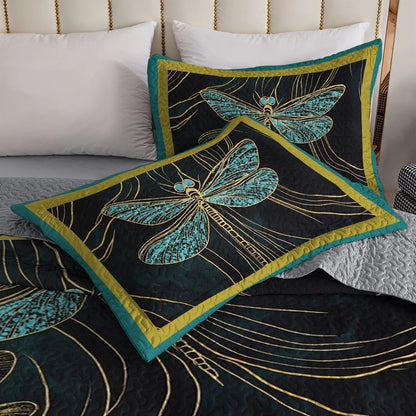 Shineful All Season Quilt 3-Piece Set - Mystic Dragonfly