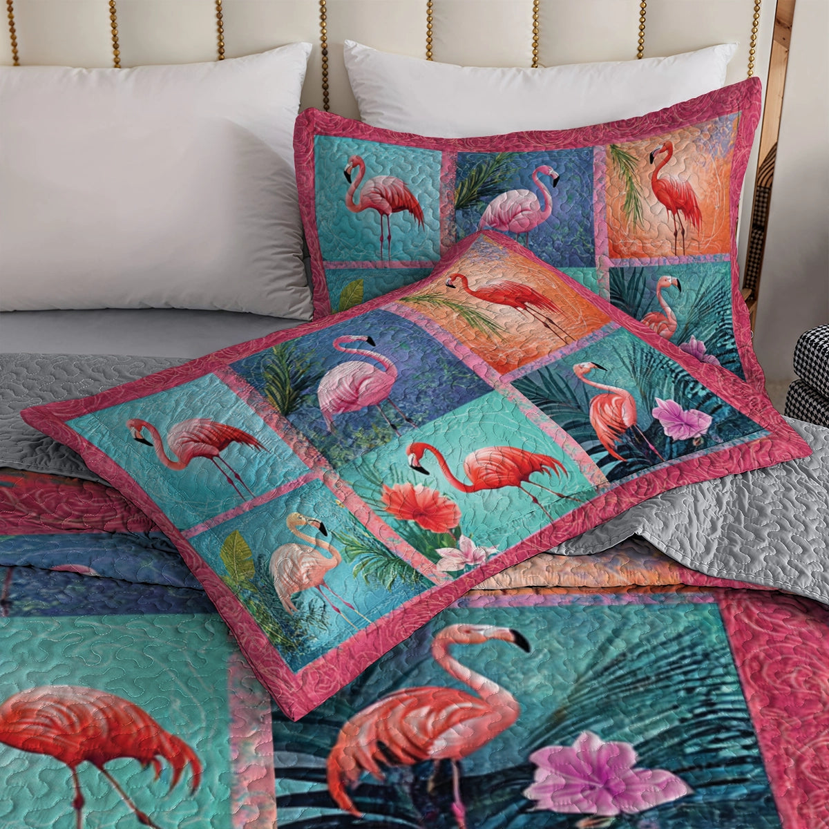 Shineful All Season Quilt 3-Piece Set - Flamingo Paradise