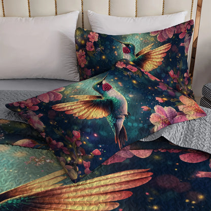 Shineful All Season Quilt 3-Piece Set - Hummingbird Serenity