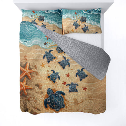 Shineful All Season Quilt 3-Piece Set Turtle Ocean