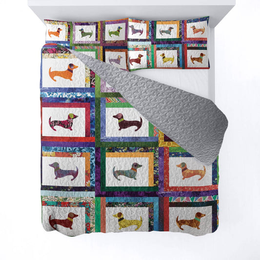 Shineful All Season Quilt 3-Piece Set Dachshund Friends