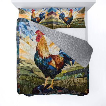 Shineful All Season Quilt 3-Piece Set Rooster Sunrise