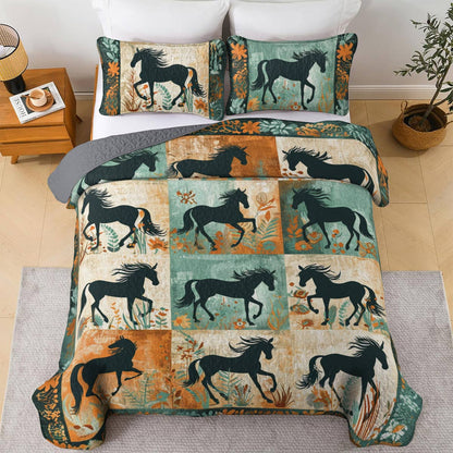 Shineful All Season Quilt 3-Piece Set Wild Stallion