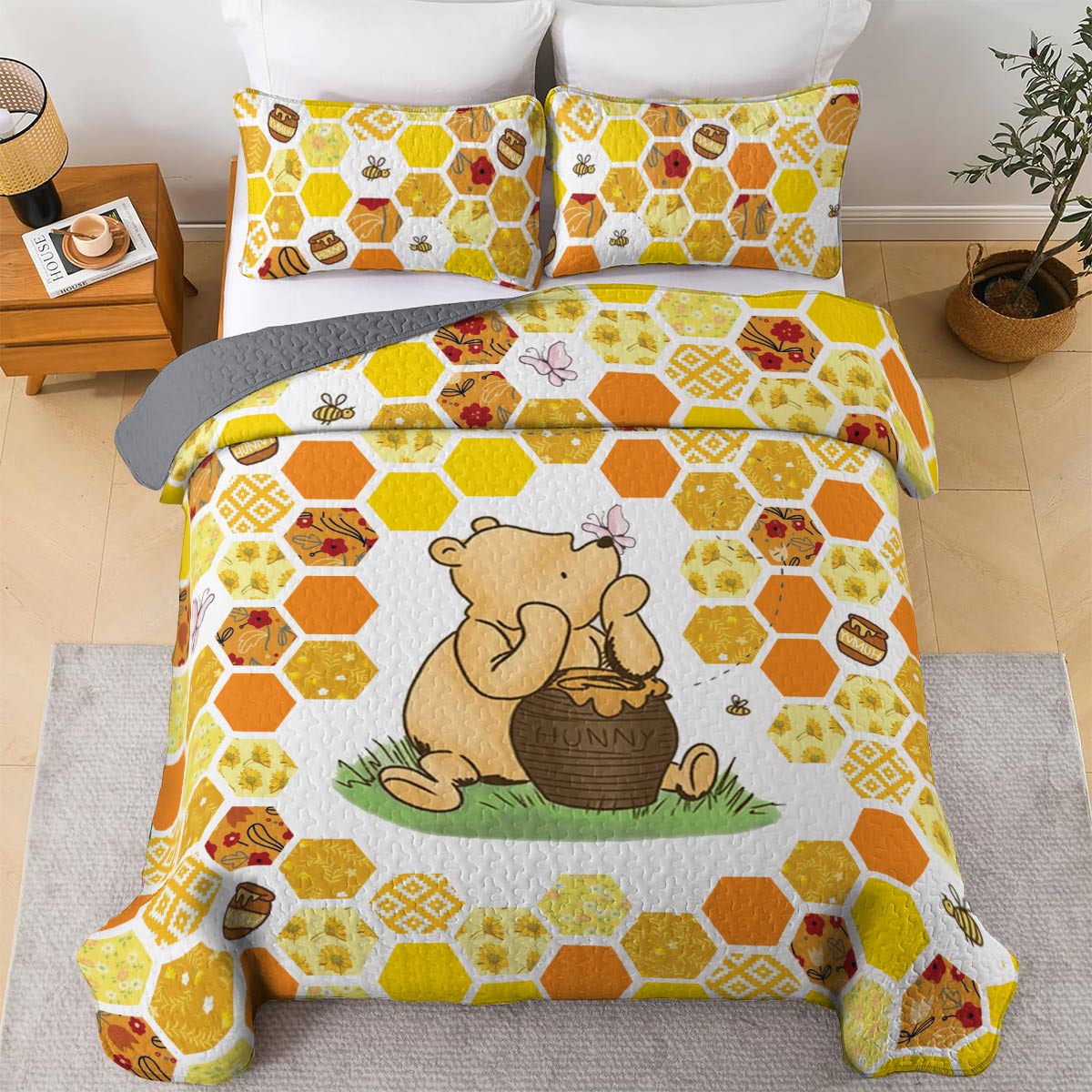 Shineful All Season Quilt 3-teiliges Set Honey Pooh 