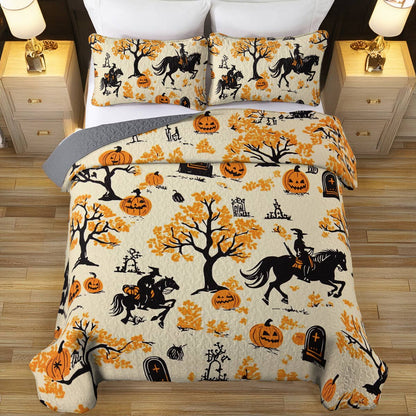 Shineful All Season Quilt 3-Piece Set Riding Pumpkins